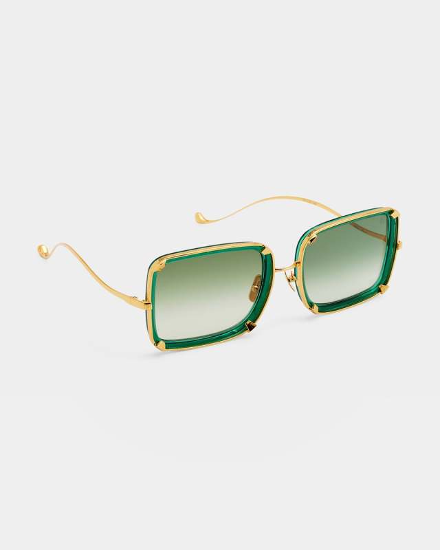White Moon Square Acetate & Stainless Steel Sunglasses